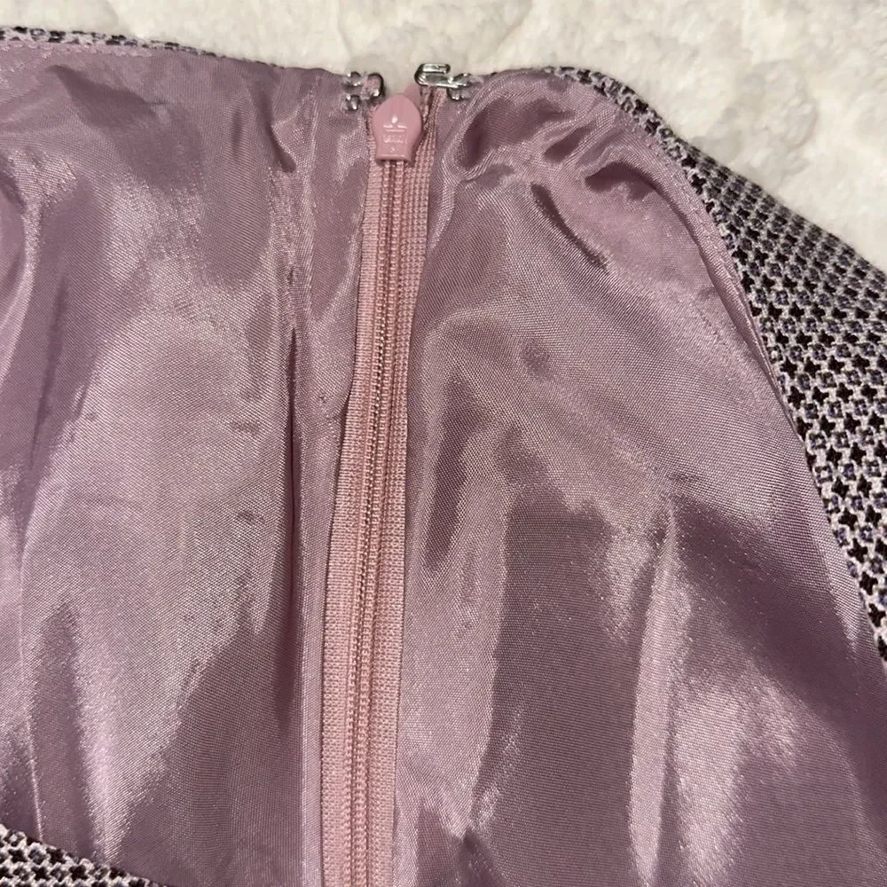 Ann Taylor 8 Burgundy Mauve Pink Wool Blend Satin Trim Fitted A-Line Skirt